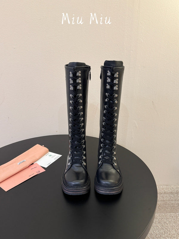 Miu 26s High Hiking Boots Calfskin