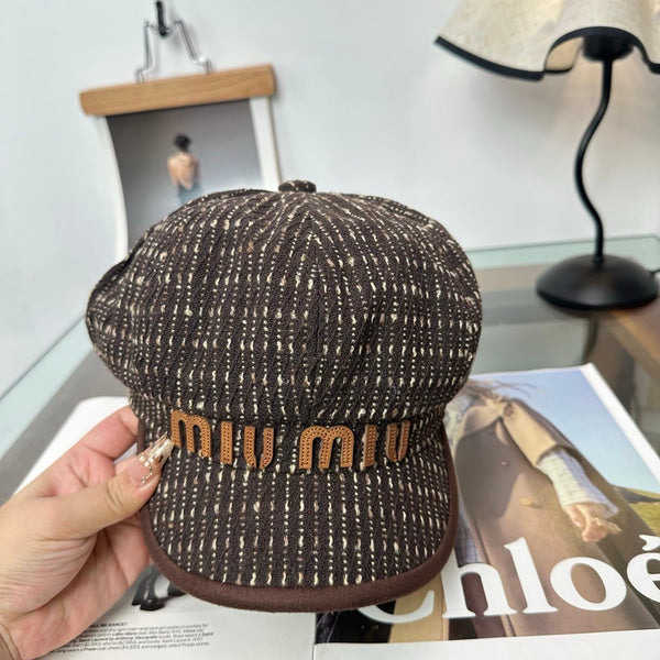 Miu Tweed Newsboy Cap Hat 497142