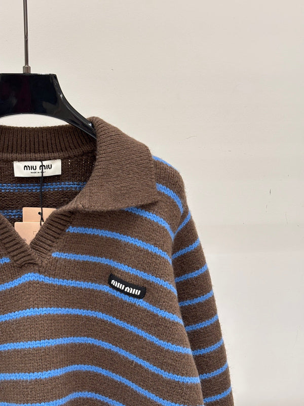Miu 2026 Striped Polo Sweater Wool 431813