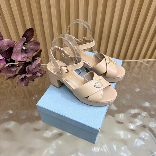 Prad 2026 Round-Toe Platform Sandals 75mm Cowhide 151253