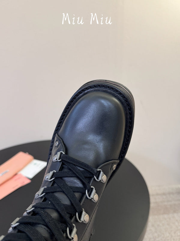 Miu 26s High Hiking Boots Calfskin