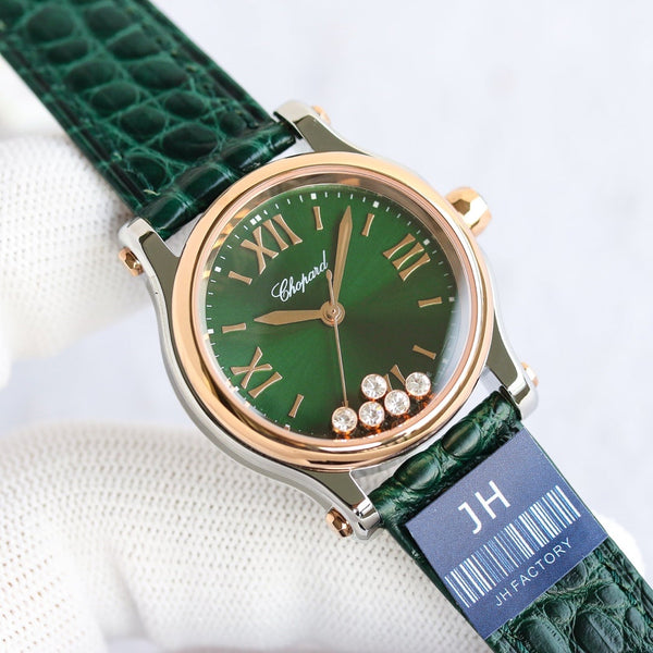 HAPPY SPORT 36MM AUTOMATIC GOLD BEZEL GREEN DIAL