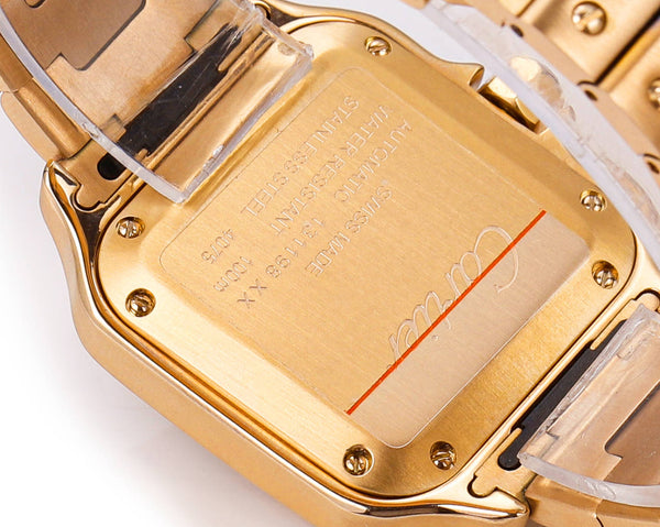 SANTOS LADY 35.1MM GOLD CASE GOLD DIAL DIAMOND BEZEL