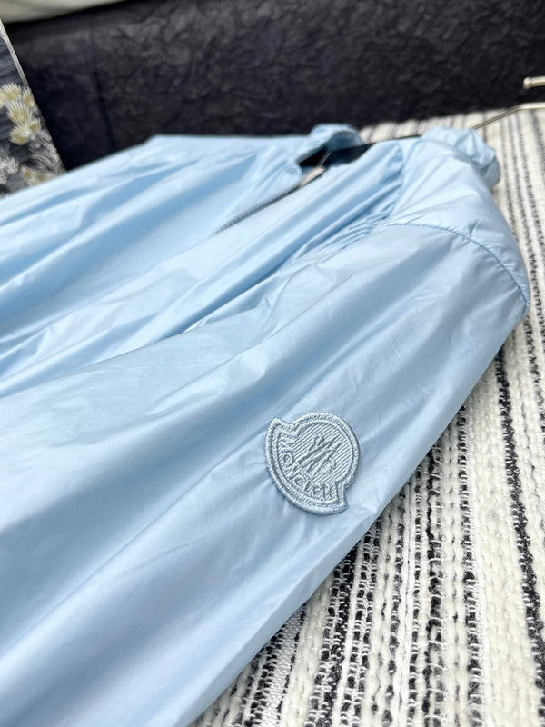 Moncle 25 Stand-Up Collar Double Zip Jacket Blue Cotton amd Polyester 267975