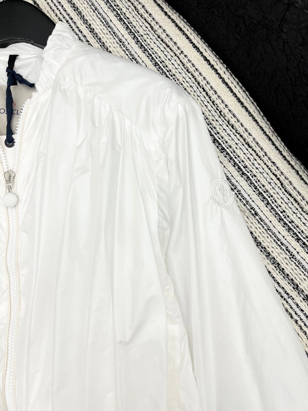Moncle 25 Stand-Up Collar Double Zip Jacket White Cotton amd Polyester 267977
