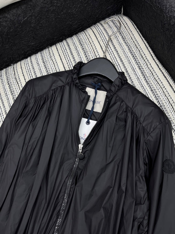 Moncle 25 Stand-Up Collar Double Zip Jacket Black Cotton and Polyester 267979