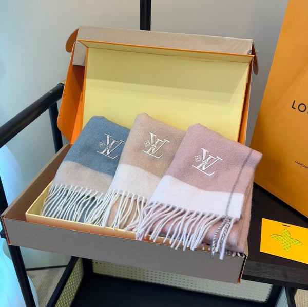 LV Scarf 180cm Blue Cashmere 839519