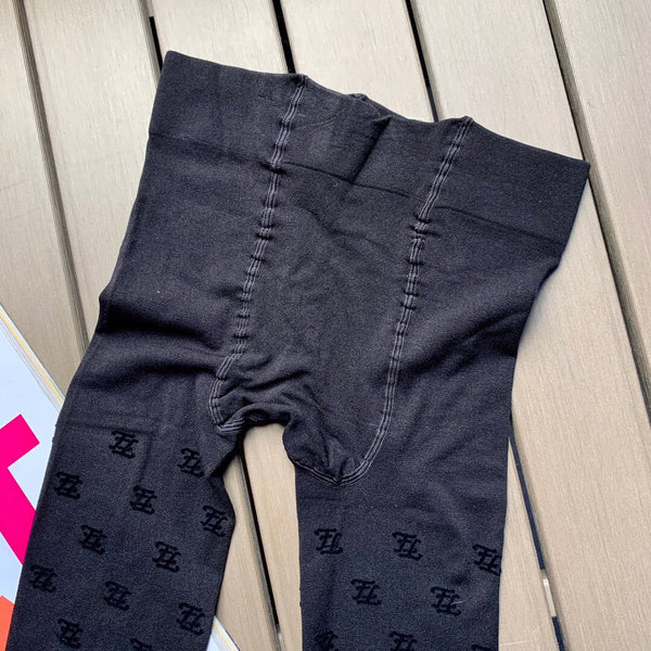 Fendi wave FF logo pantyhose black thickened flocking velvet