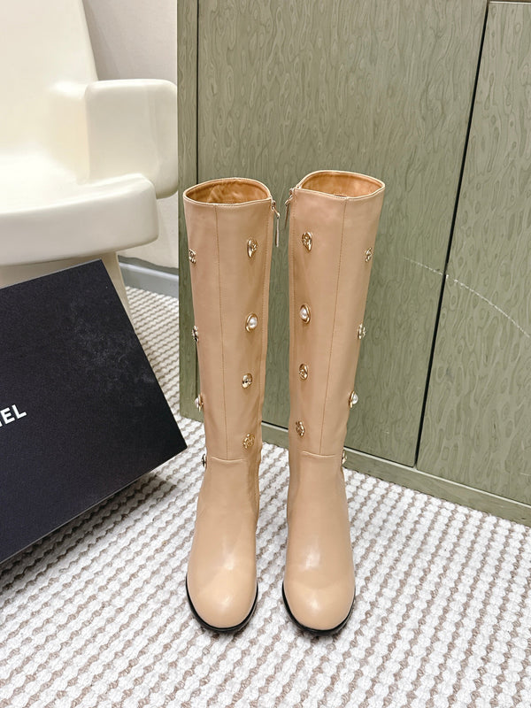 Chanel Riding Boots Brown Lambskin 567793