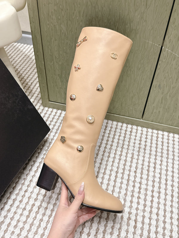 Chanel Riding Boots Brown Lambskin 567793