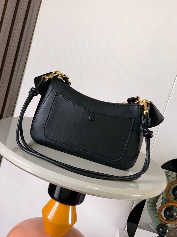 Loewe Ola Handbag Medium 26cm in Black Silver Calfskin 274220