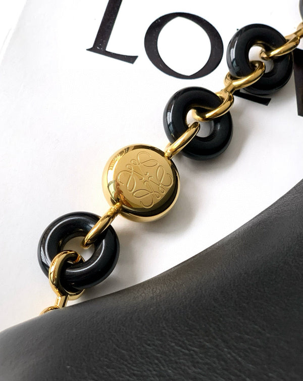 Loewe Ola Handbag Medium 26cm in Black Silver Calfskin 274220