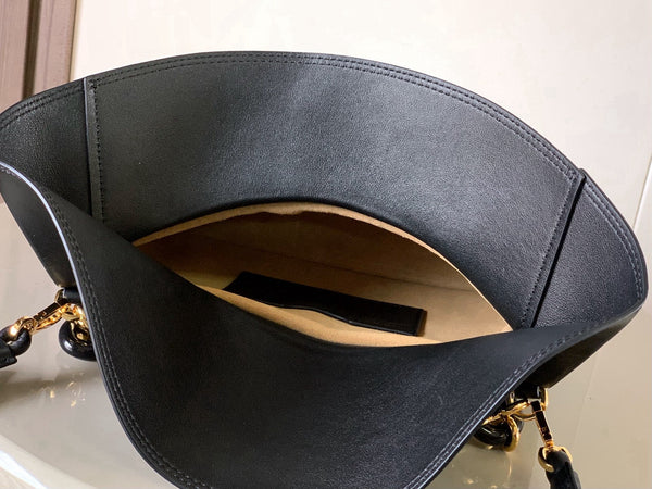 Loewe Ola Handbag Medium 26cm in Black Silver Calfskin 274220