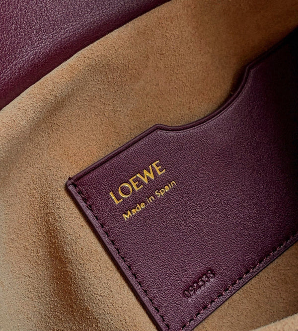 Loewe Ola Handbag Medium 26cm in Burgundy Silver Calfskin 274222
