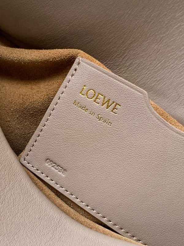 Loewe Ola Handbag Medium 26cm in Beige Silver Calfskin 274224