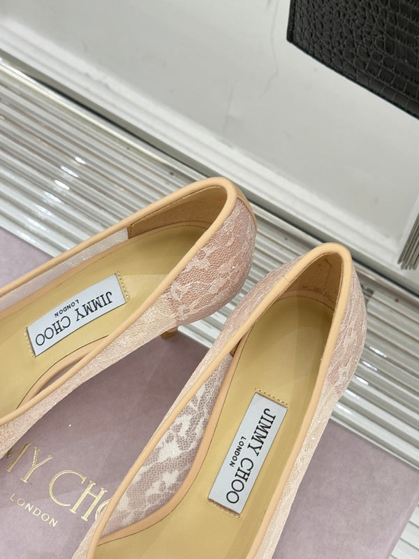 JC25WF Rhinestone Bow Pionted Toe High Heels 65 Nude Sheepskin 573536