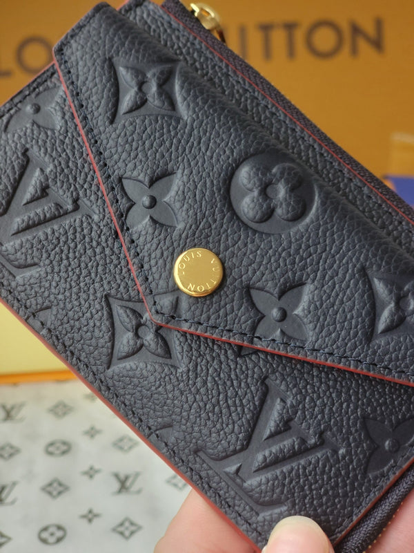 LV Recto Verso Card Holder Black Red Trim Monogram Canvas 274740