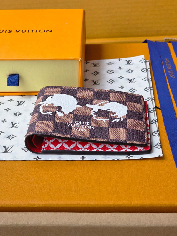 LV Collaboration Short Wallet Brown PVC Fabric with Leather 274752