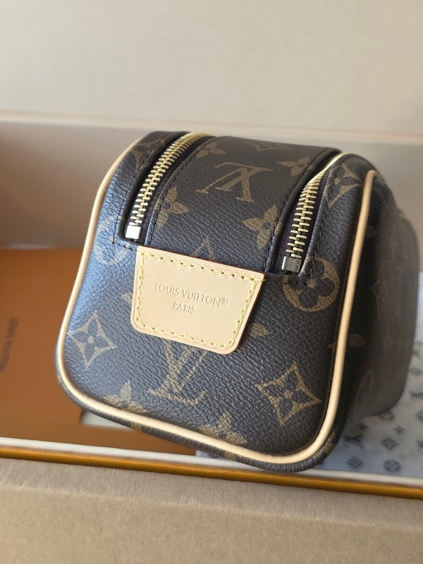 LV Dopp Kit Toilet Pouch Brown Monogram Canvas 274853