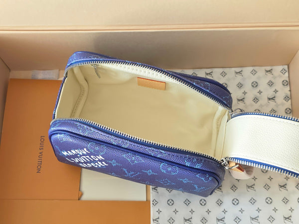 LV Dopp Kit Toilet Pouch Royal Blue Monogram Canvas 274854