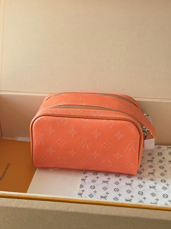 LV Dopp Kit Toilet Pouch Orange Monogram Canvas 274857