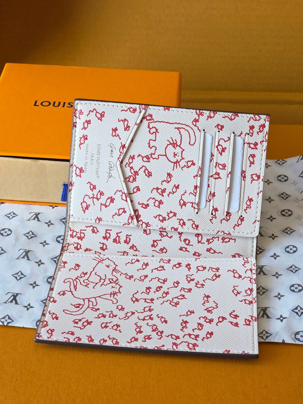 LV New Cat Passport Holder Brown PVC Monogram Fabric paired with Cowhide 274996
