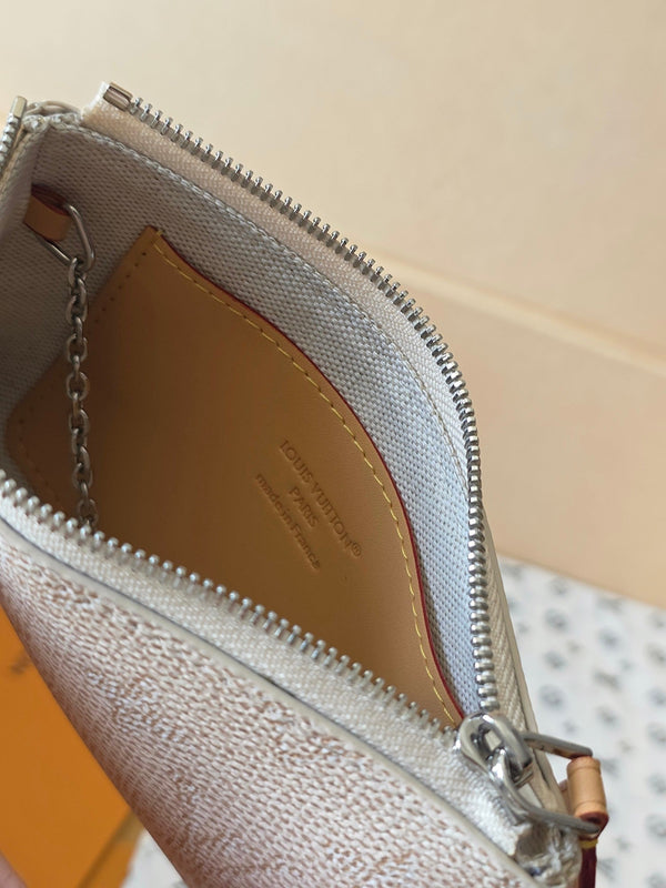LV Key Pouch S White PVC Fabric with Leather 275145