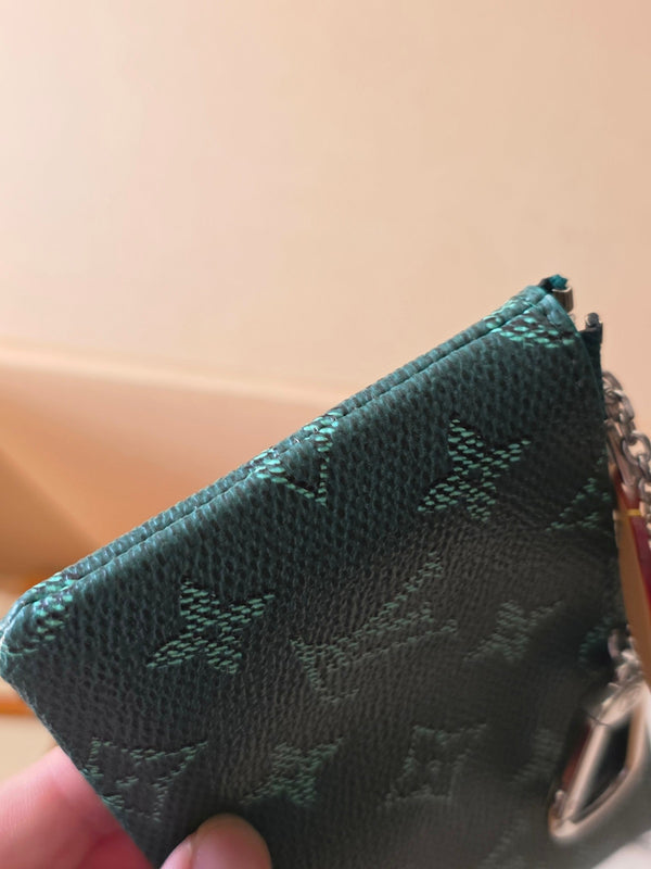 LV Key Pouch S Green PVC Fabric with Leather 275146