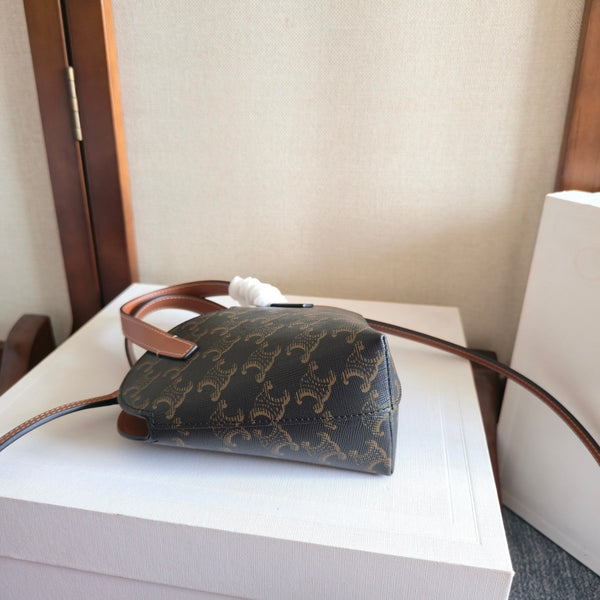 Celine Heart-Shaped Black Brown Bag in PVC Fabric with Leather 276287
