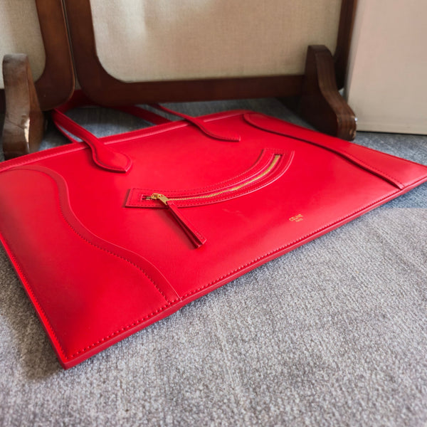 Celine 26 New Smiley Face Red Bag in Cowhide 276209