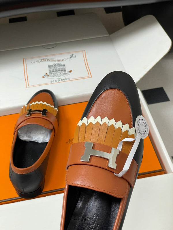 HM Royal Loafers Black Orange in Calfskin 594332