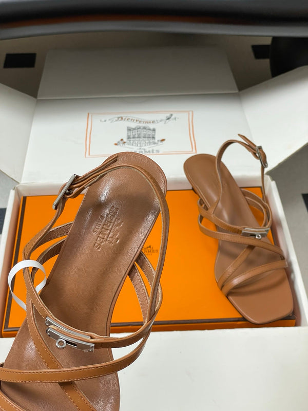 HM Muse Sandal 40 Brown in Calfskin 593821