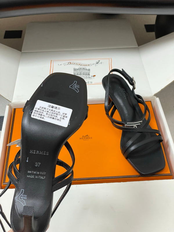 HM Muse Sandal 70 Black in Calfskin 593816