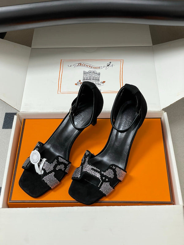 HM Joy Sandal 70 Black Gray in Suede 593807