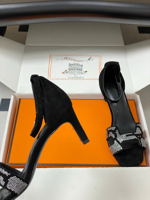HM Joy Sandal 70 Black Gray in Suede 593807