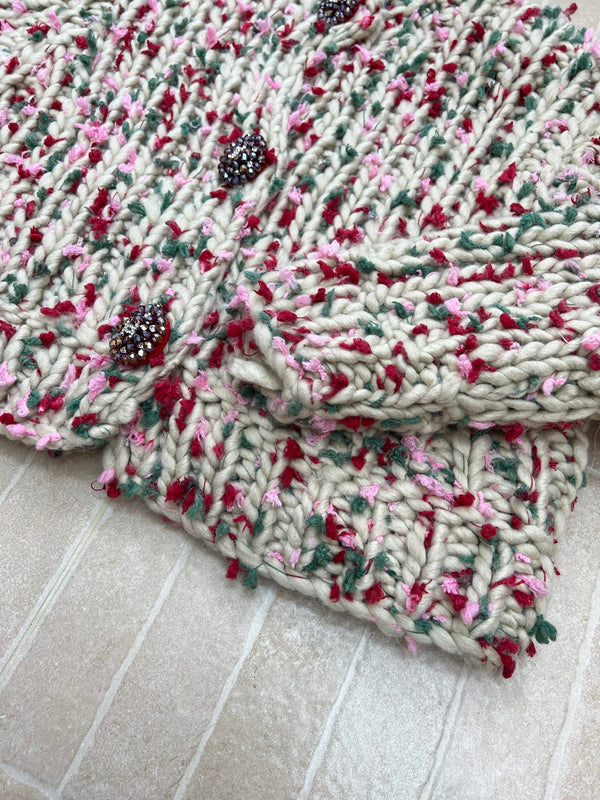 Chanel Hand-crocheted Colorful Pom-pom Coat Cashmere