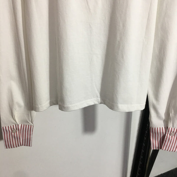 Chanel Striped Color Block Pocket Crew Neck Long Sleeve T-Shirt