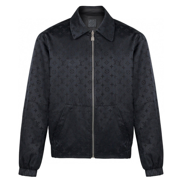 LV 1v Checkered Leather Collar Reversible Waist-cinching Jacket 494280