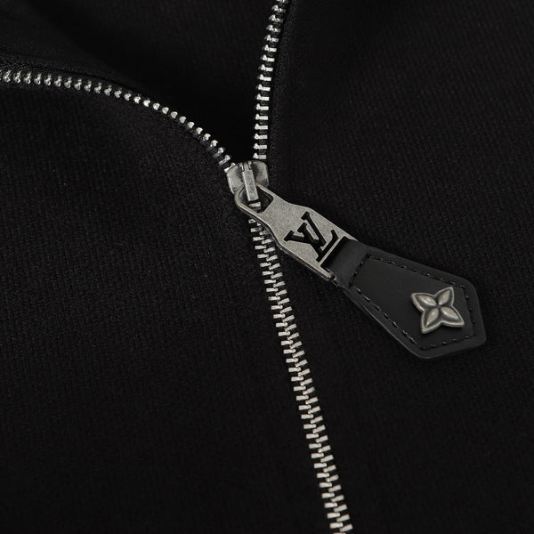 LV Leather Knit Wool Zip-Up Jacket 494212