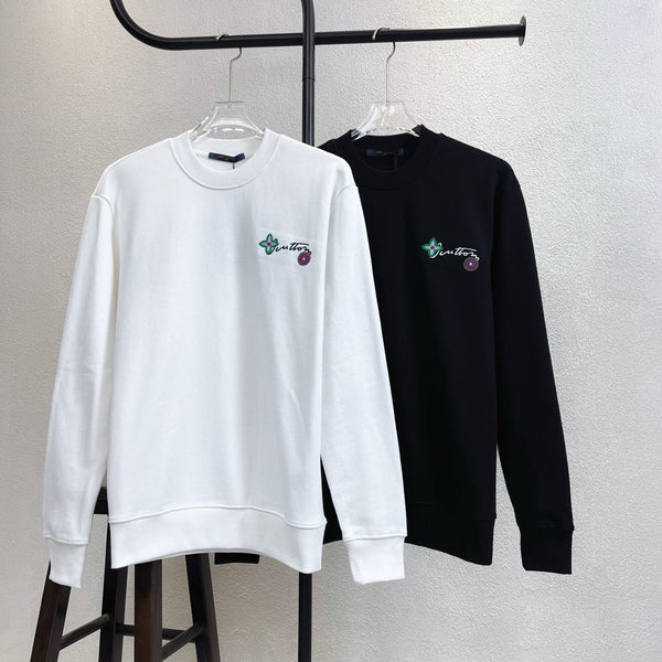 LV Crew Neck Sweatshirt with Signature Floral Embroidery 493381
