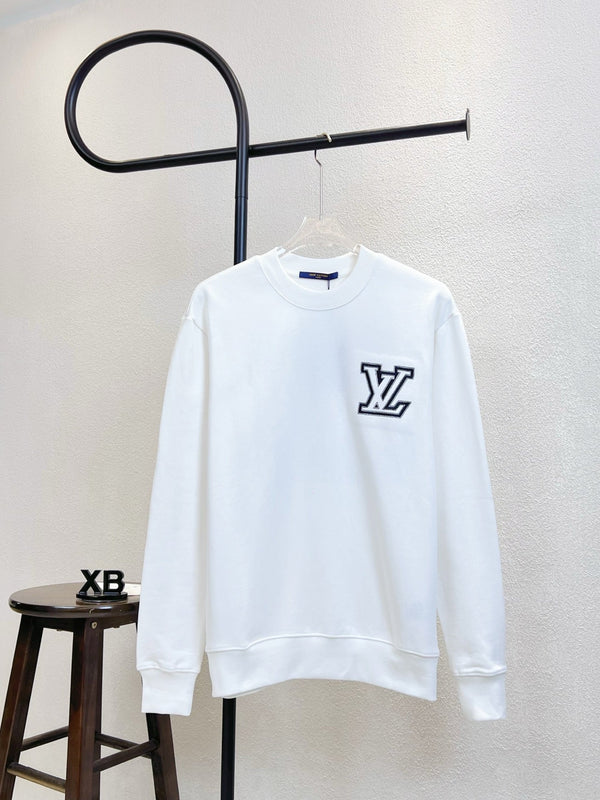 LV Crew Neck Sweatshirt with Embroidered Logo Lettering 493380
