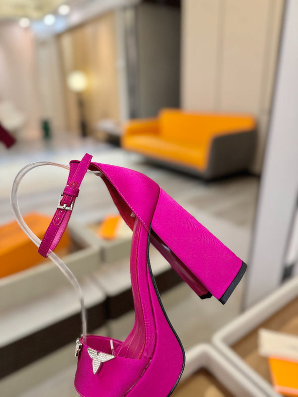 LV Swing Platform Sandal 11cm Pink Cow Patent Leather 600329