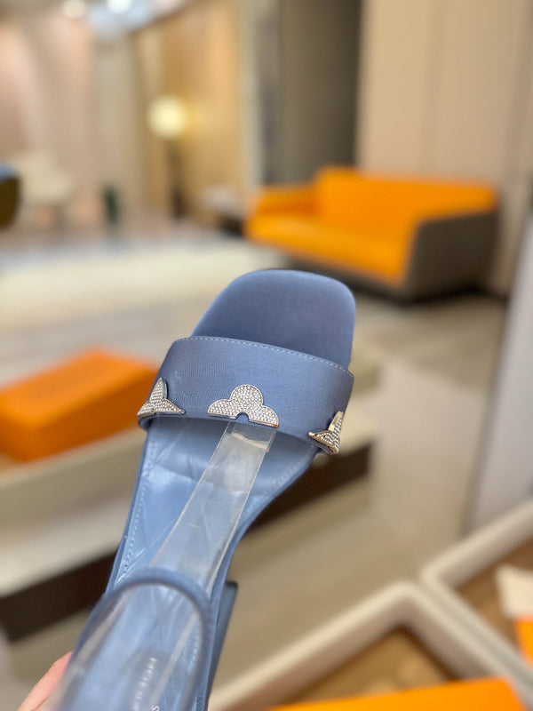 LV Swing Platform Sandal 11cm Blue Cow Patent Leather 600332