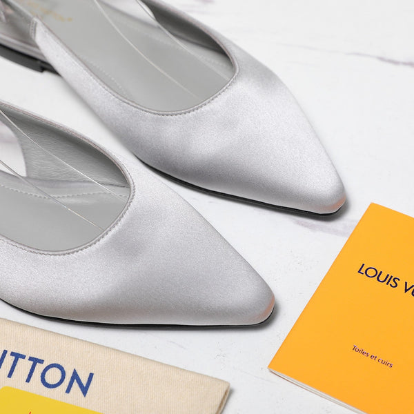 LV 26ss Legacy Slingback Flats Silver in Cowhide 600636