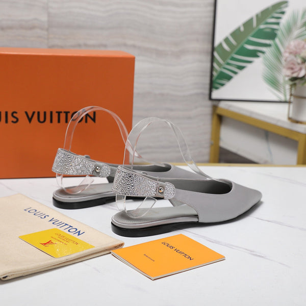 LV 26ss Legacy Slingback Flats Silver in Cowhide 600636