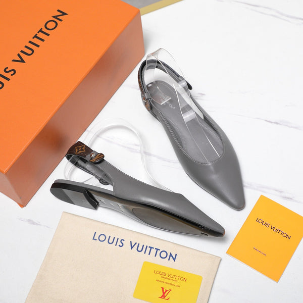 LV 26ss Legacy Slingback Flats Monogram Gray in Cowhide 600638