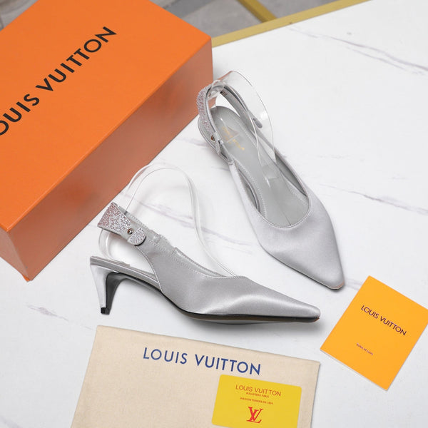 LV 26ss Legacy Slingback Pumps 55 Silver in Cowhide 600640