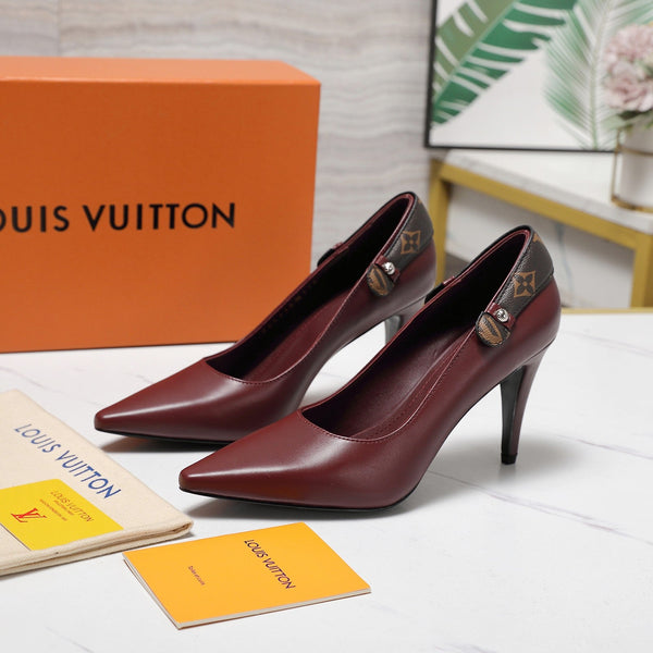 LV 26ss Legacy Pumps 95 Monogram Burgundy in Cowhide 600652