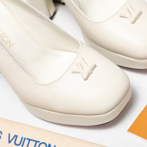 LV 26ss Chunky Heel Platform Sandals 11cm White in Cowhide 600733