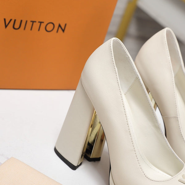 LV 26ss Chunky Heel Platform Sandals 11cm White in Cowhide 600733